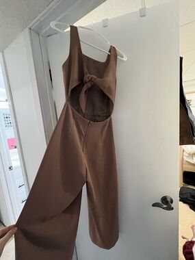 Wilfred Chocolate Brown Tie-Front Wide-Leg Jumpsuit